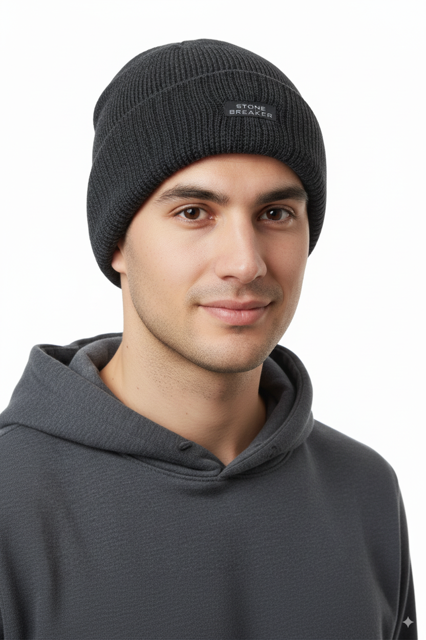 Erkek Kışlık Kalın Bere Pamuklu Katlamalı Stone Model Sıcak Tutar Esnek Rüzgar Geçirmez